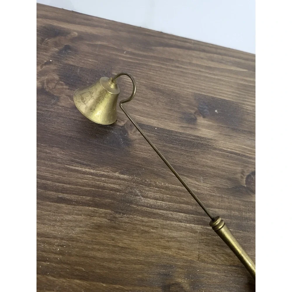 Vintage Brass Candle Snuffer Bell Shape Long Handle 8.5 Inch Gold Tone